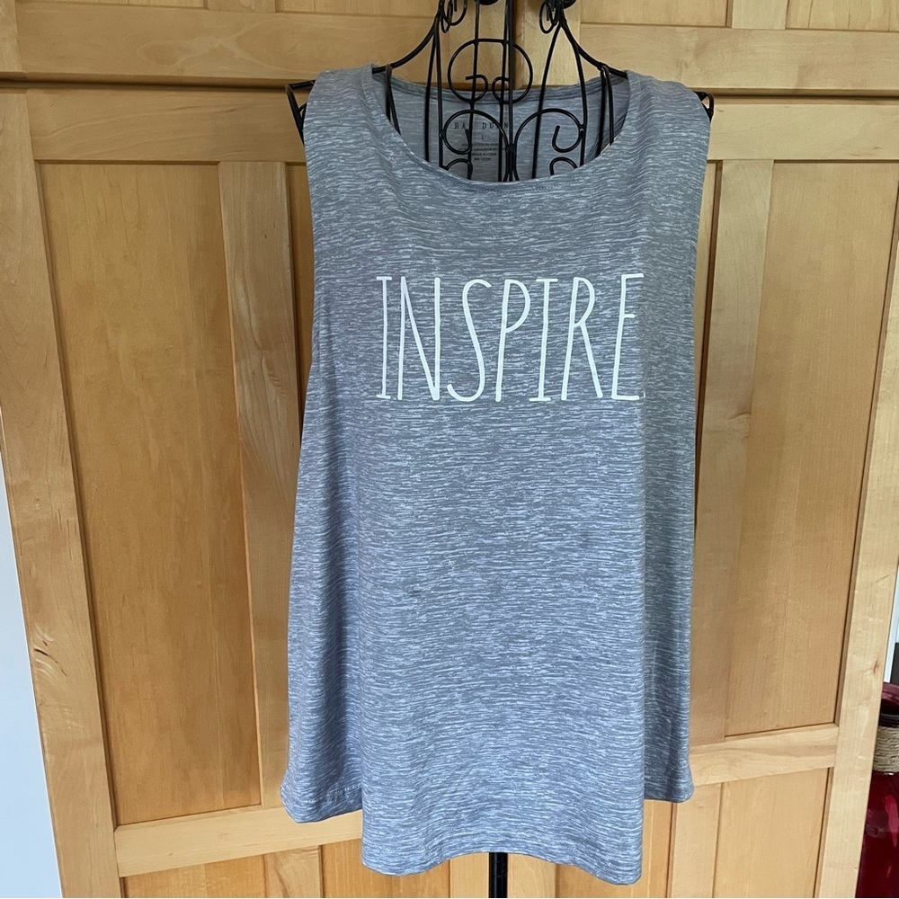 Rae Dunn INSPIRE grey tank Top size Large